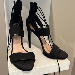 Zara Lace Up Black Heels Sandals